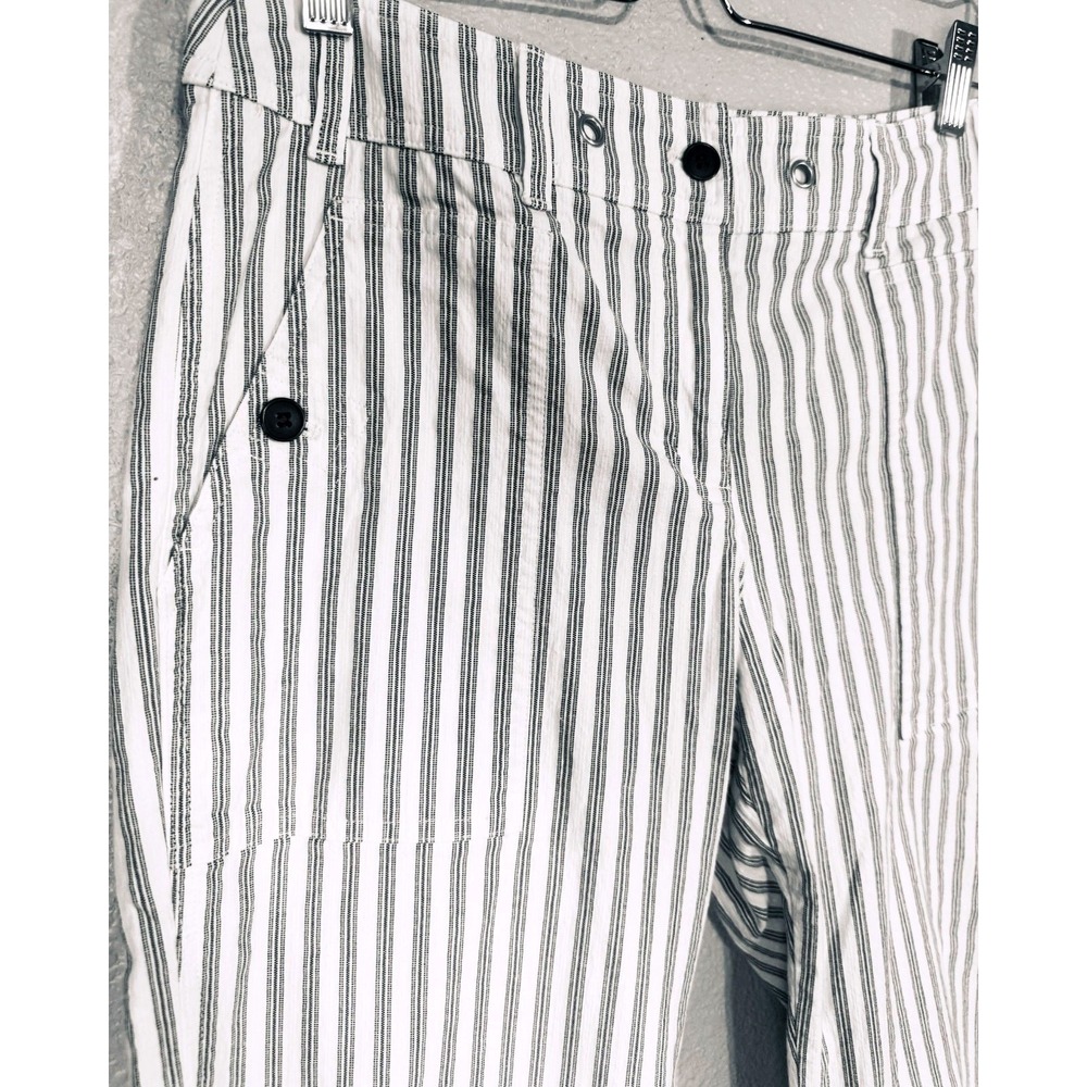 Wide Leg Striped Off-White Gray Pants Jones New York Sport Sz 4 Button Details - Picture 5 of 8